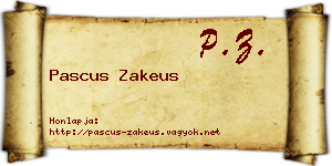 Pascus Zakeus névjegykártya